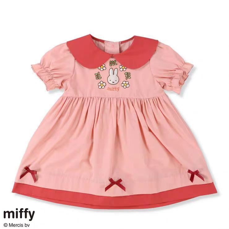 Picture of 2025 Summer Miffy Rabbit Children's Clothing Baby Girl Cute Short Sleeve Lapel Dress