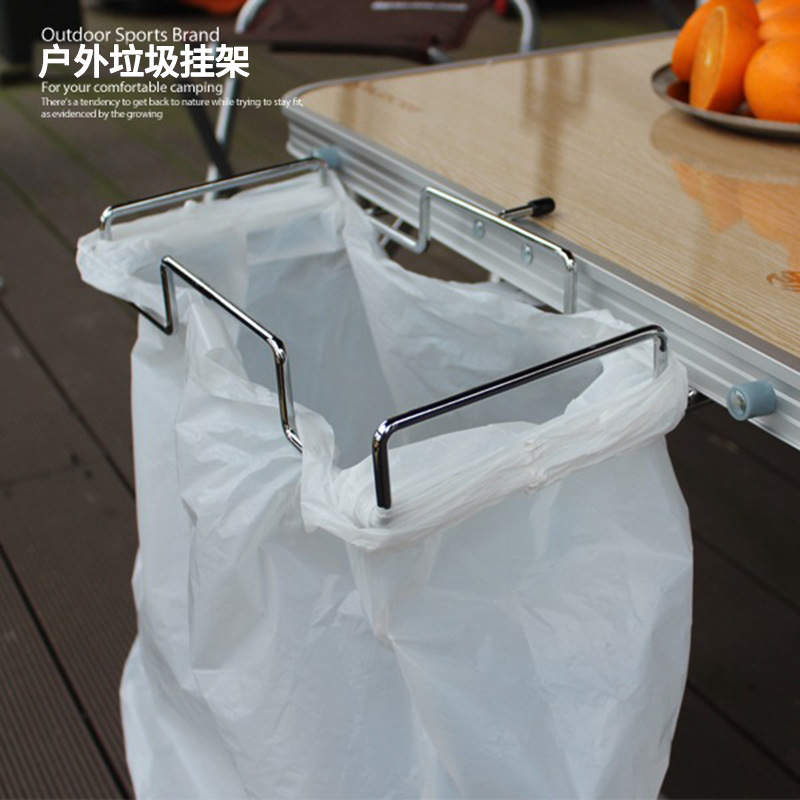 Picture of Outdoor Garbage Rack Camping Desktop Wire Storage Rack Picnic Table Barbecue Storage Rack Kitchen Garbage Bag Holder