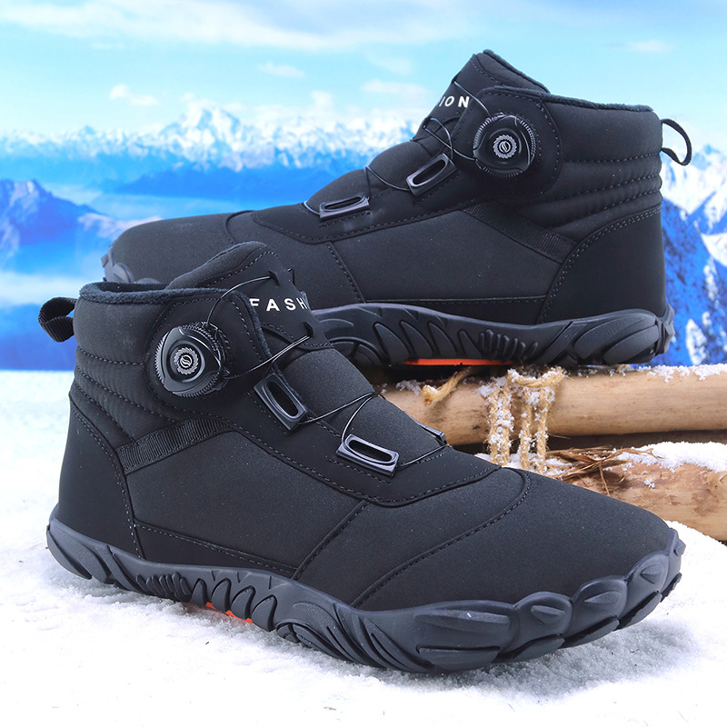 Five-Finger Outdoor Sports Cotton Shoes for Men and Women, Velvet Warm Boots, Wear-Resistant, Non-Slip Snow Boots, Winter Thickeneded Couple Shoes