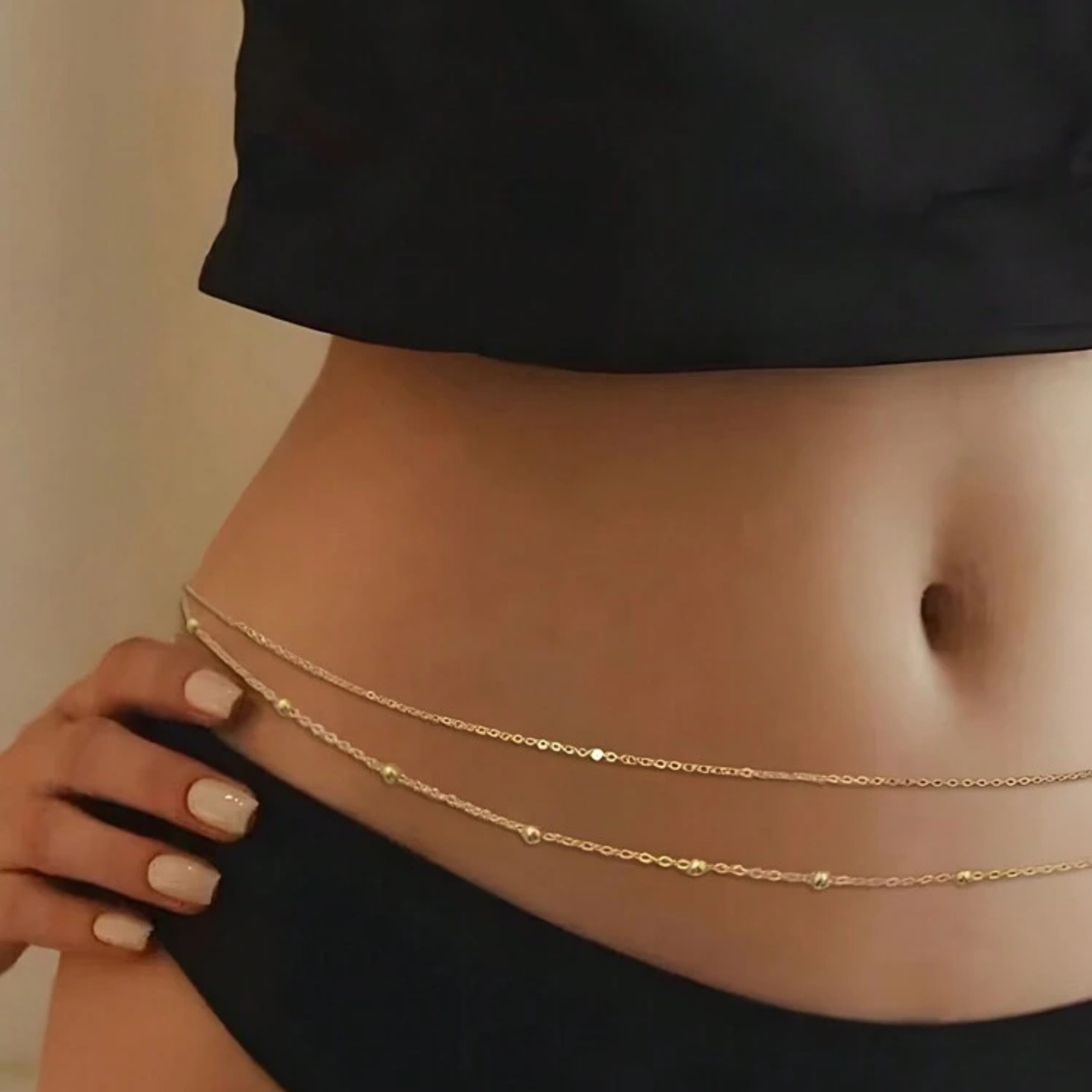 European and American Cross-Border Jewelry Fashion Sexy Double-Layer Bikini Chain Waist Chain Beach Metal Chain Simple Body Chain for Women