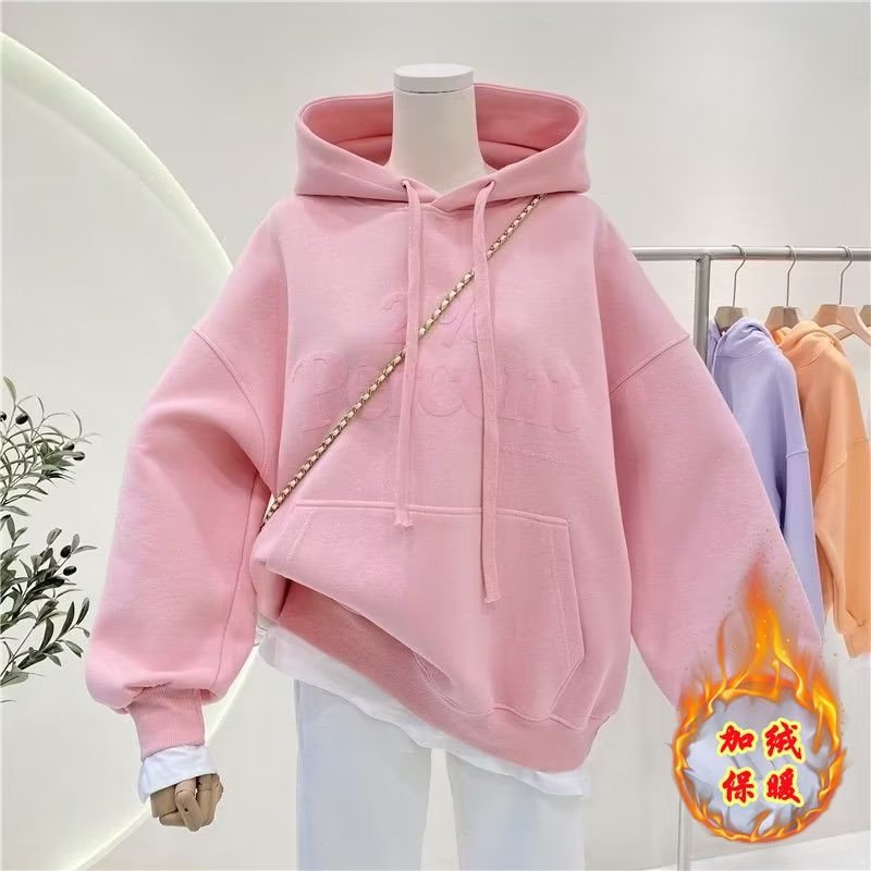 Picture of Girls' Sweats Autumn and Winter 2024 New Children's fleece-lined Hooded Big Children's Girls' Children's Wear Spring Jacket Loose Outer Wear