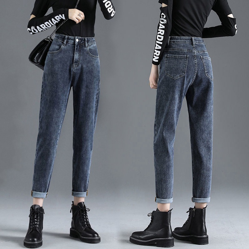 Torre Jeans Women's 2021 Spring and Autumn New Korean-style High Waist Loose Slimming Harlan Pants All-match Trendy Turnip Pants