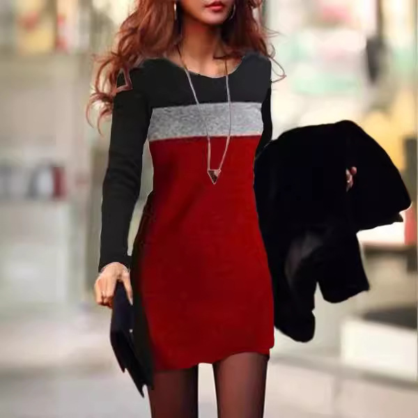 wish Amazon Explosions 2022 Autumn and Winter New Fashion Urban Waist Joker Three-color Dress Women's Base Shirt