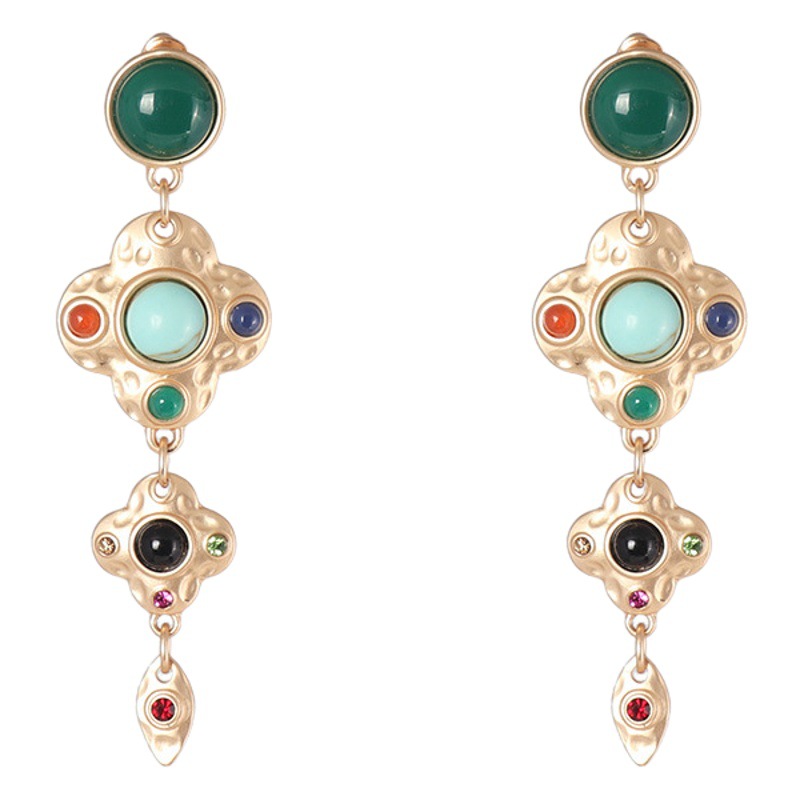 Picture of Trendy Design European and American Style Jewelry Palace Retro Style Gem Inlaid Distinctive All-match Earrings Middle Ancient Earrings for Women