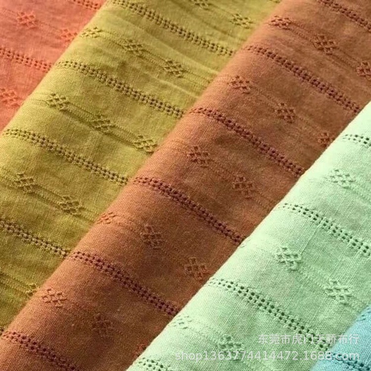 Woven cotton gauze jacquard cotton lucky strip hollow jacquard dress children's clothing accessories jewelry fabric