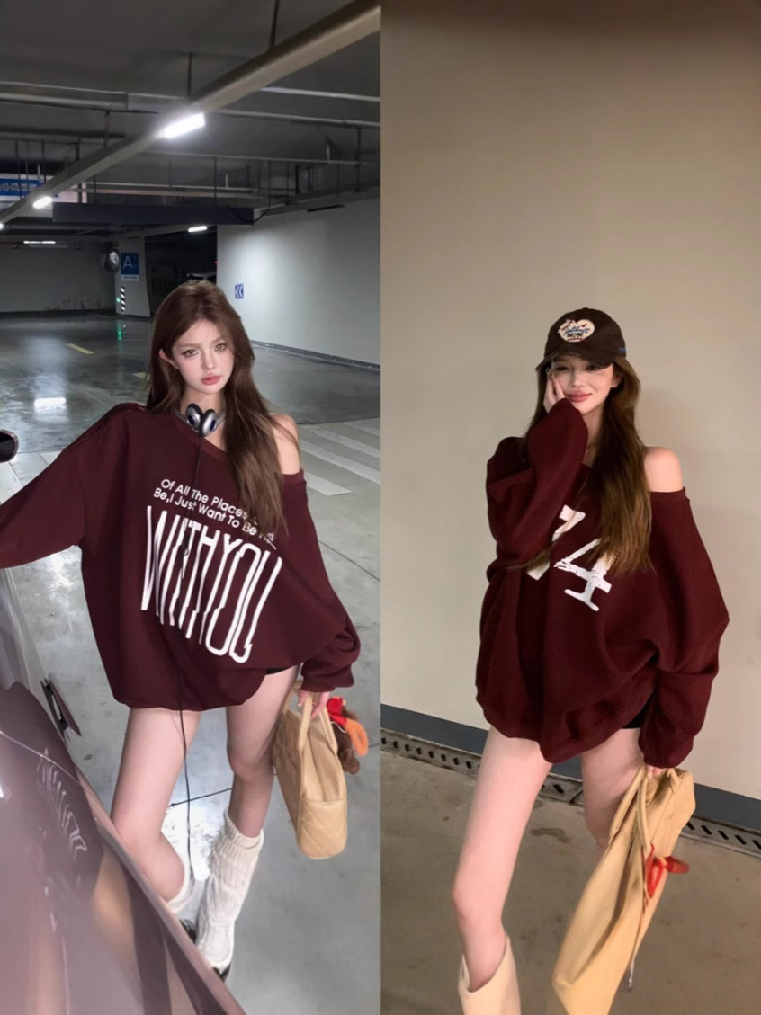 Picture of Letter Printing Long-sleeved Sweatshirt Coat Women's Autumn American Style Hot Girl Loose Design All-match Pullover Top