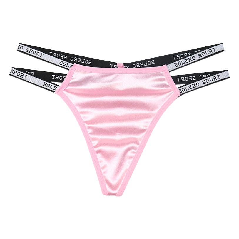 2023 new sexy satin silky hollow underwear women's low waist solid color Cotton Fashion letter thong head
