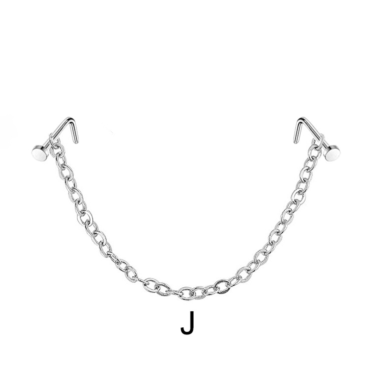 Picture of Stainless steel nose ring nose nail nose chain Amazon new nose chain puncture jewelry nose chain