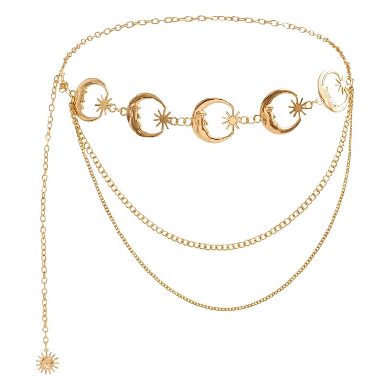 Foreign Trade Waist Chain Women's Metal Sunflower Belt Body Chain European and American Cross-Border Atmospheric Adjustable Dress Waist Accessories