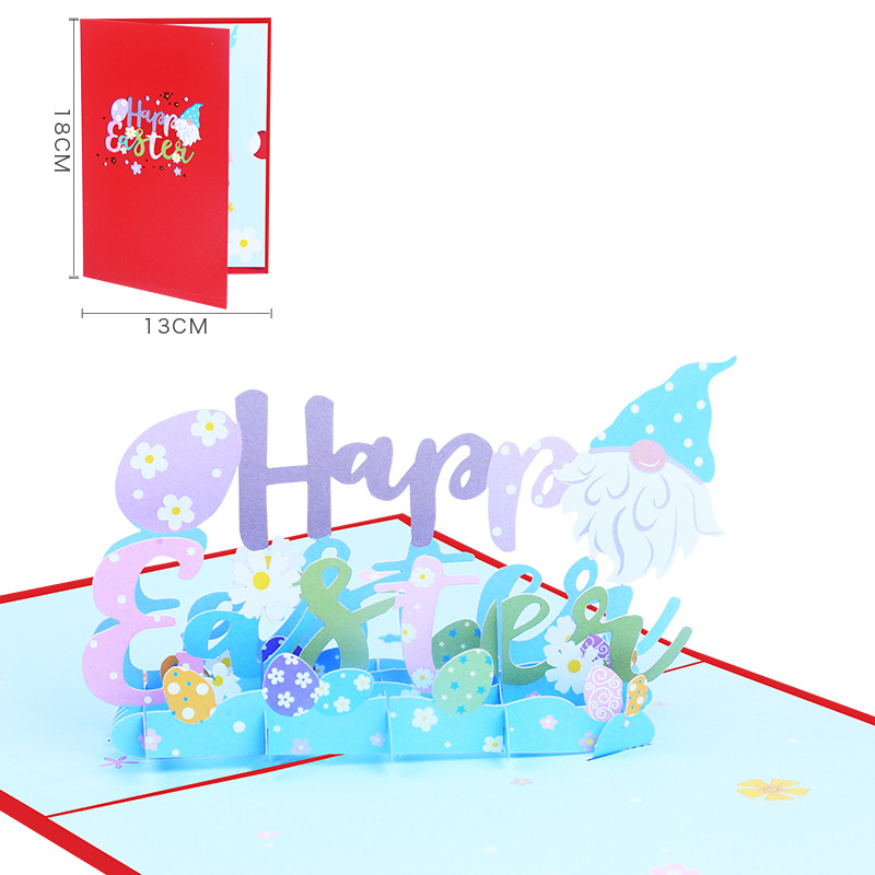 Picture of Factory supply new cross-border Easter stereo greeting card 3D holiday blessing card rabbit egg paper carving greeting card