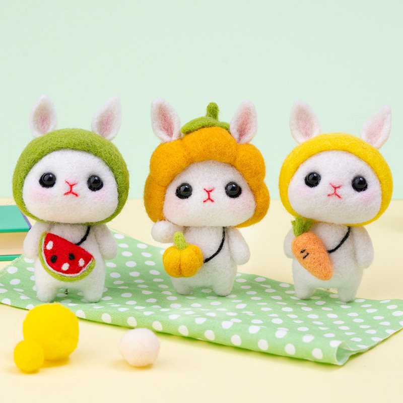 Picture of Little White Rabbit adult handmade diy creative gift hands-on sewing homemade material package wool felt pokes