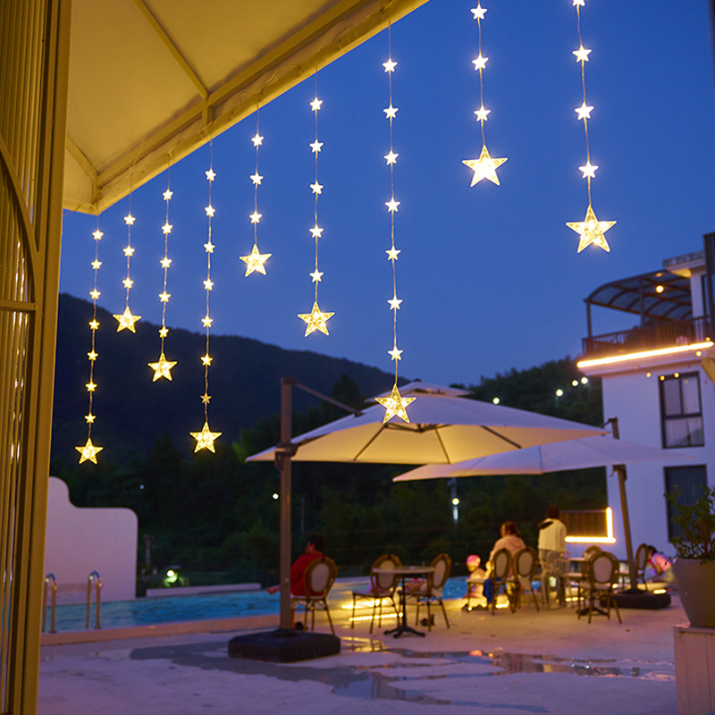 Star Light LED Curtain Light Atmosphere Light Outdoor Solar Star Moon Camping Light Homestay Decoration Internet Celebre Colored Light