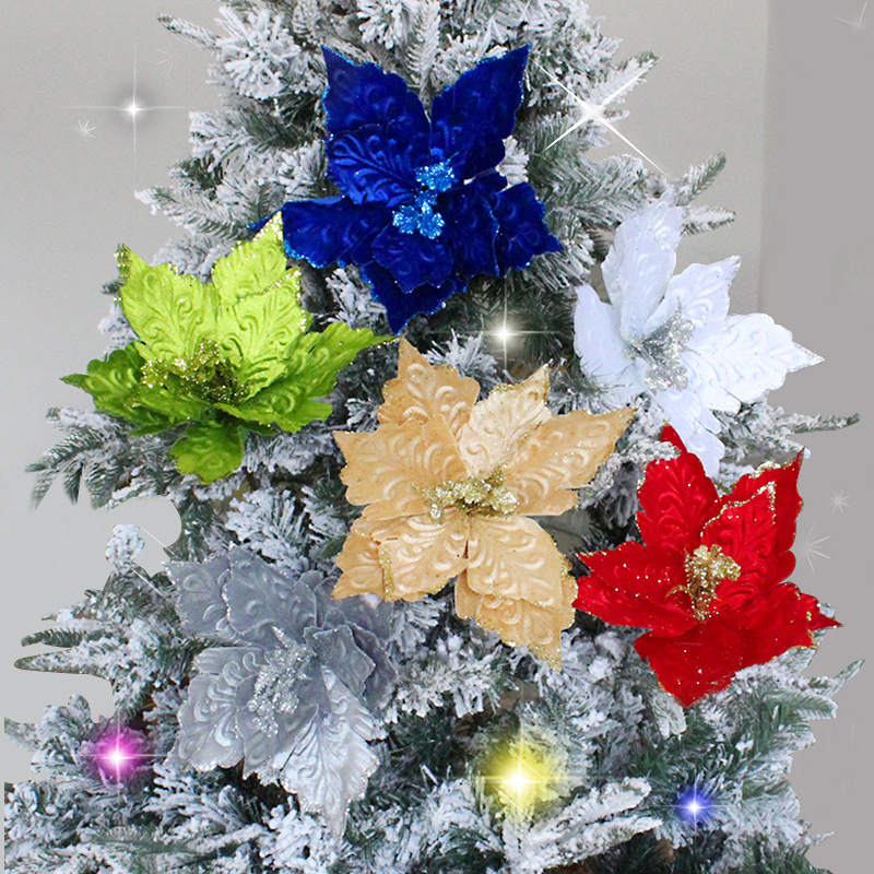 multicolor christmas flower cuttings christmas tree decoration accessories flannel christmas flower ornaments