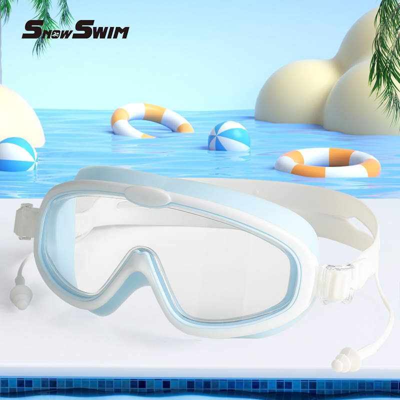 Picture of Children bag swimming goggles girls boys swimming equipment glasses waterproof anti-fog big frame professional diving swimming goggles factory