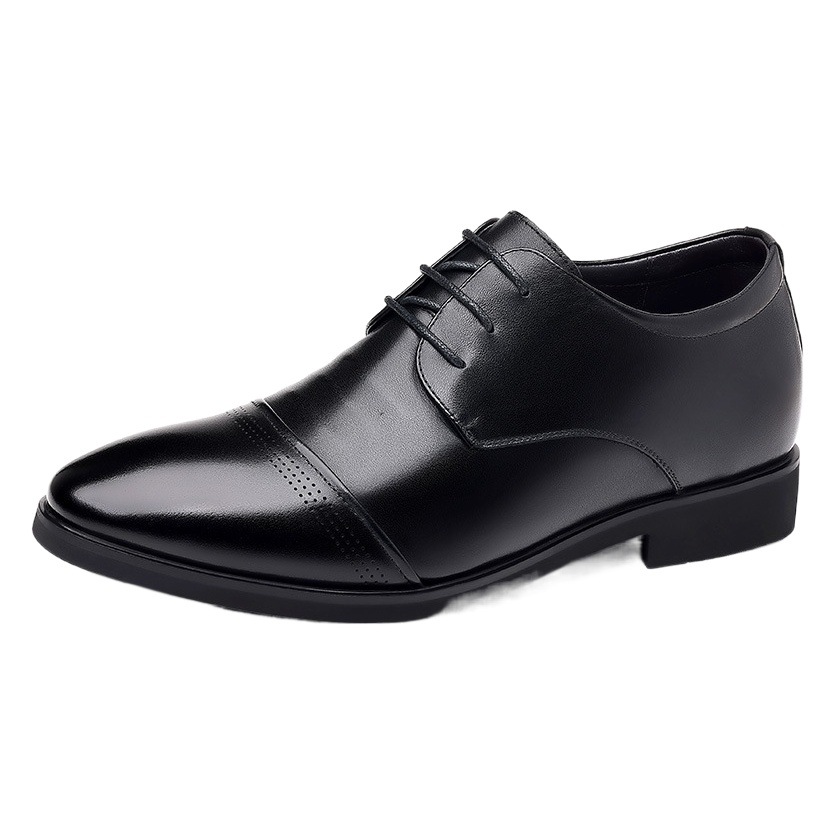 New Formal Business Men's Leather Shoes Breathable Height Increasing Shoes Invisible Height Increasing 6cm Men's Shoes Single