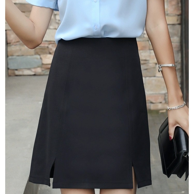 Large Size Double Split Black Skirt for Chubby Girls 2024 Summer Hot Girl High Waist Slimming Sheath A- line Skirt Short Skirt for Women