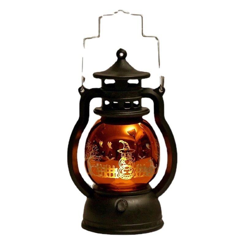 New Halloween Pumpkin Lantern Decoration Small Oil Lamp Retro Laser Little Lantern Creative Bar Ghost Festival Atmosphere Layout