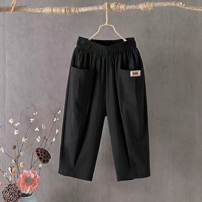 Picture of Cotton and Linen Capri Pants Women's Summer Loose plus size Linen Loose Waist Small Feet Harlan Pants All-match Casual Pants 8207
