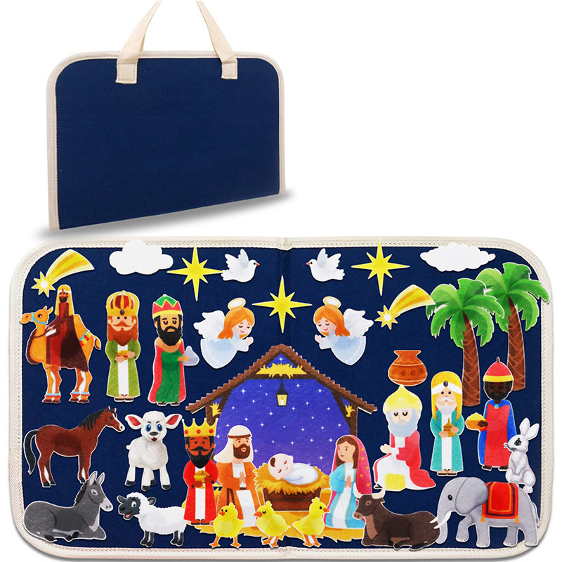 New felt board Christmas Children DIY creative early education toys portable flannel interactive story kit