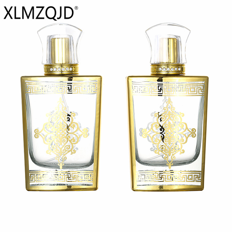 Picture of Spot supply XB811-50ml plating gold pattern glass bottle/sub bottle/spray bottle/press empty bottle