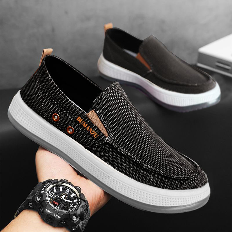 Canvas Men's Shoes Summer 2024 New Casual Breathable Old Beijing Cloth Shoes Lazy One-Legged Sports Soft Sole Shoes