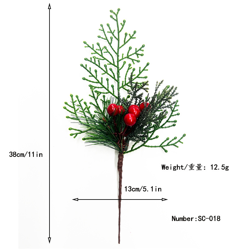Picture of Cross-Border Christmas Simulation Pine Cone Branches Snowflake Pine Needles Berry Red Fruit Branches Holiday Decoration Cuttings Christmas Pine Needle Bouquet