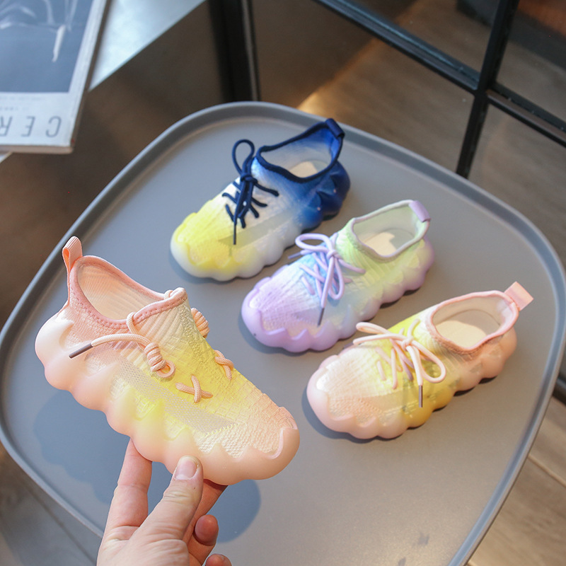 Big Sale Special Price Spring and Summer Kidsren's Octopus Coconut Shoes Boys Breathable Fly Knit Sports Shoes Female Baby Socks Shoes