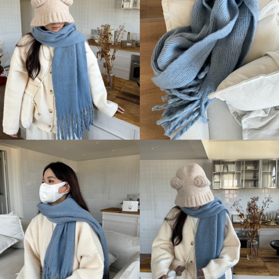 Picture of Korean Drama Ernie Red Scarf Women's Winter Korean Style Christmas Knitted 2024 New Thick Warm Scarf