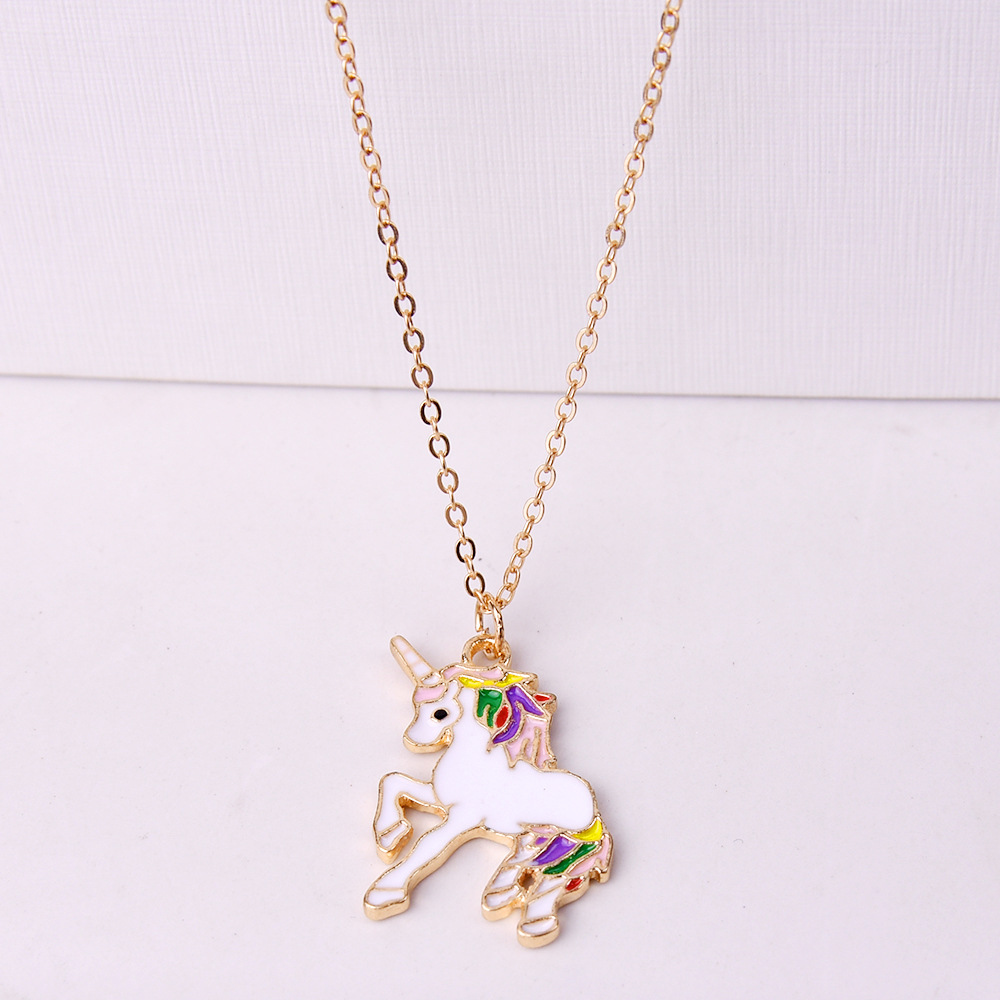 Picture of Europe and the United States cross-border jewelry wish New drop oil color unicorn necklace temperament women's clavicle chain long sweater chain