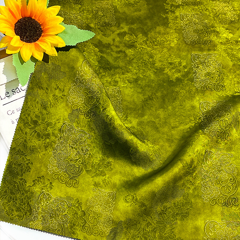 Golden thread entanglement, human silk, jacquard, fragrant cloud yarn fabric, new Chinese style cheongsam shirt, vest, handmade fabric