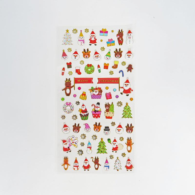 Picture of Spot Wholesale Christmas Stickers DIY Hot Stamping Transparent Decorative Gifts Pvc Cartoon Kidsren Reward Christmas Stickers