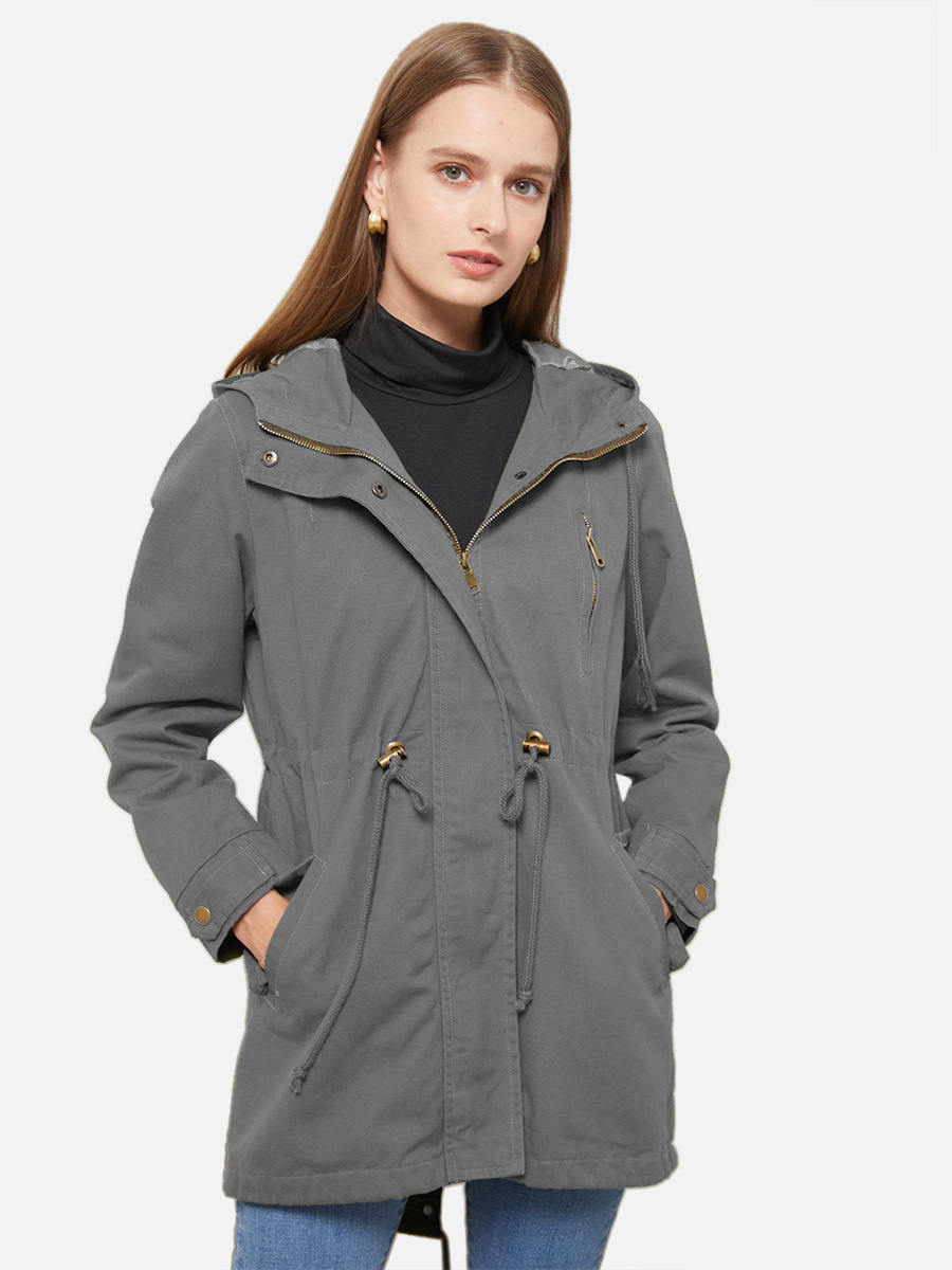 Picture of 2022 New Cotton Hooded Coat Women's Spring and Autumn Coat European and American Large Size Loose Solid Color Cross-border Women's Clothing
