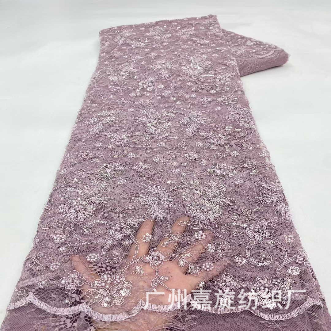 Picture of New African Middle Eastern Bone Rope Sequin Embroider Lace Fabric Dress Skirt Embroidered Cloth Embroidery Lace