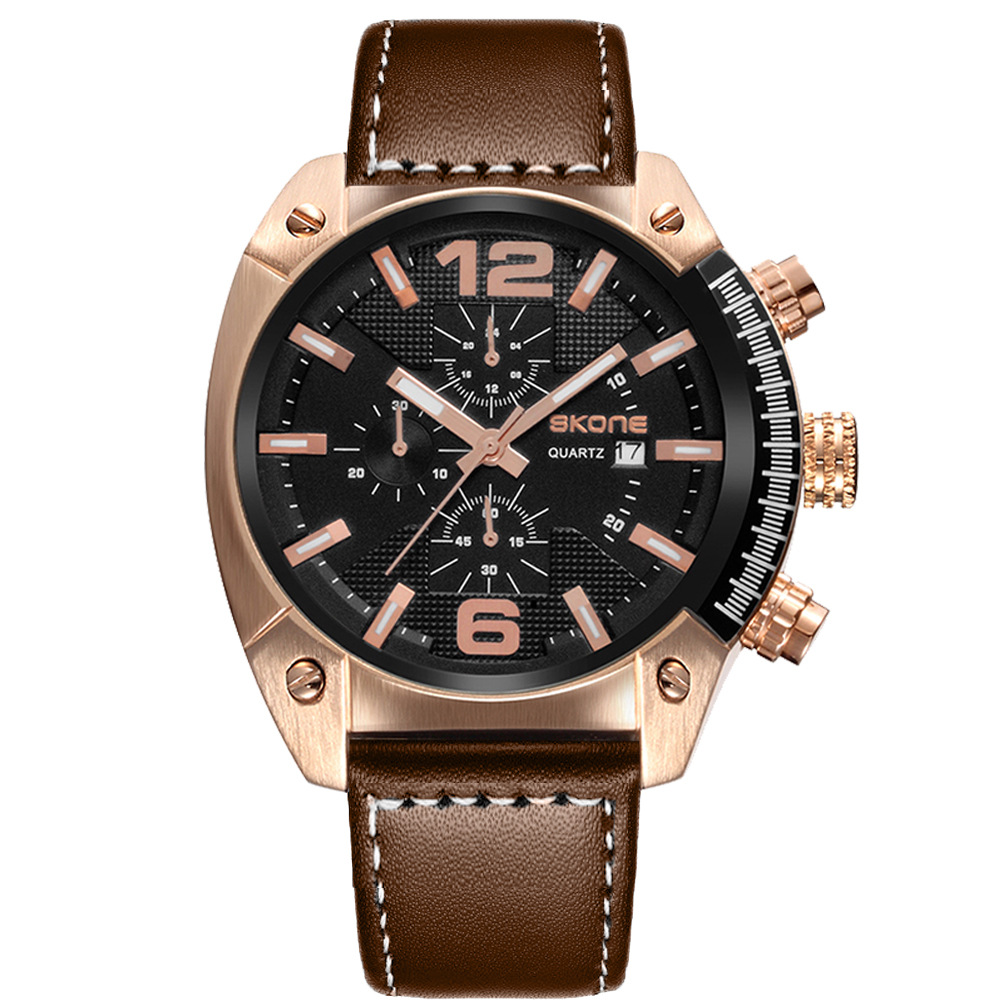Multi-functional six-pin men's watch popular casual fashion Men's waterproof belt quartz watch business watch wholesale