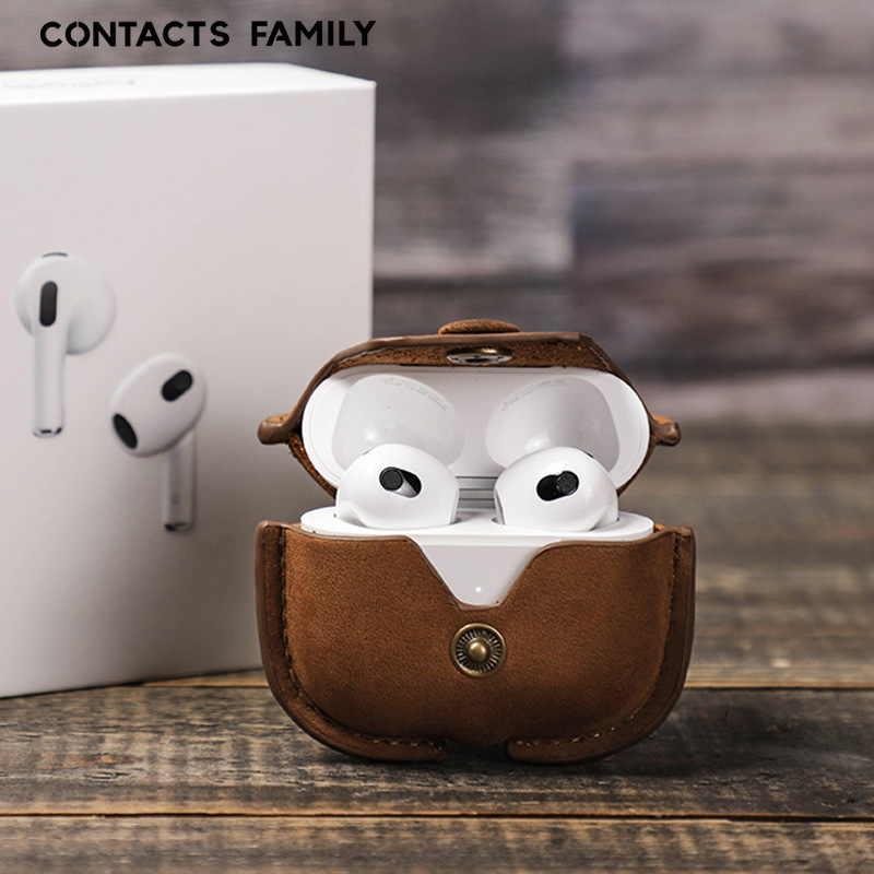 Picture of Suitable for airpods3 Protective Case Leather Hanging Buckle Portable Drop-resistant Apple Third Generation Bluetooth Headset Leather in stock