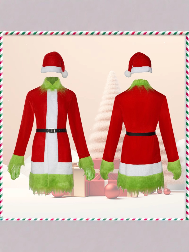 Picture of Christmas Cos Dress Christmas Masquerade Grinch Grinch cosplay Party Stage Performance Dress