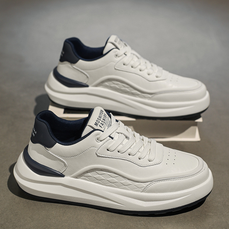 Men's Shoes Spring and Autumn 2025 New High-end Men's Sports Casual All-match Thick-soled Increased Non-slip White Shoes