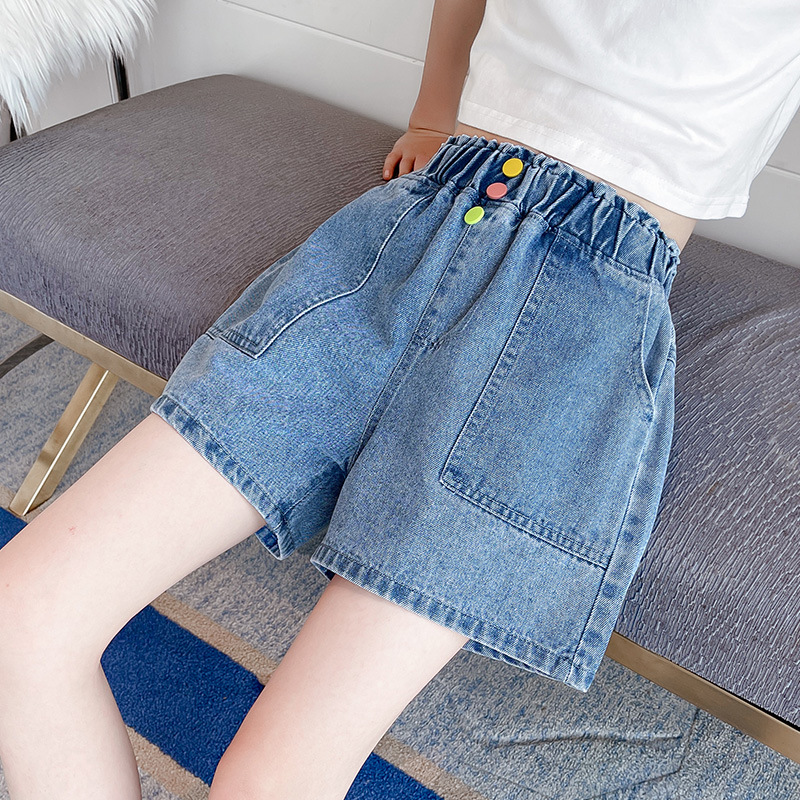 Girls' Denim Shorts Summer Outfit for Older Children Korean Style Trendy 2025 New Summer Thin Pants Children's Hot Pants Trendy
