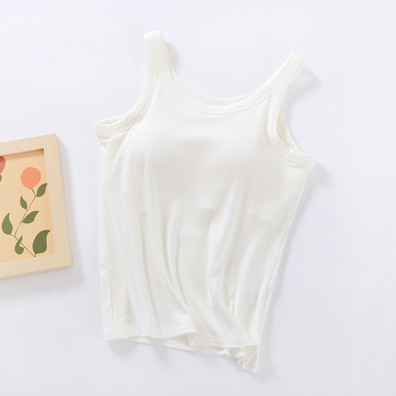 Picture of Vest with Chest Pad Sling Wide Shoulder Strap Base Cup Bra One-piece Underwear Long Top Anti-slip Sleeveless Women