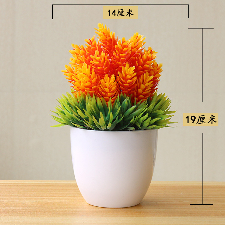 Picture of Sakura Snowball Simulated Plant Potted Grass Ball Bonsai Small Tree Home Decoration Flower Ornament Creative Mini Small Round Ball