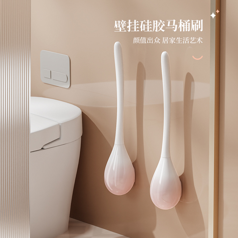 Toilet Brush Household Non-Dead Angle 2022 New Wall-Mounted Toilet Sitting and Squatting Toilet Cleaning Toilet with Base Long Handle Toilet Brush