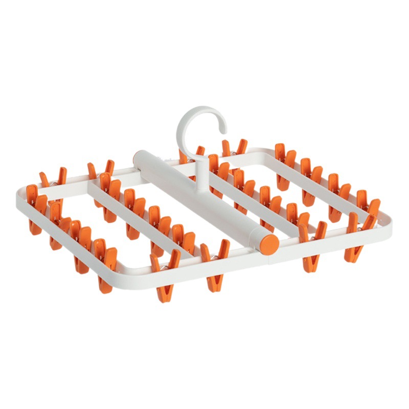 Household Clothes Rack Folding Clothes Drying Rack Storage Artifact Windproof Disc Clothes Rack Multi-clip Baby Socks Rack