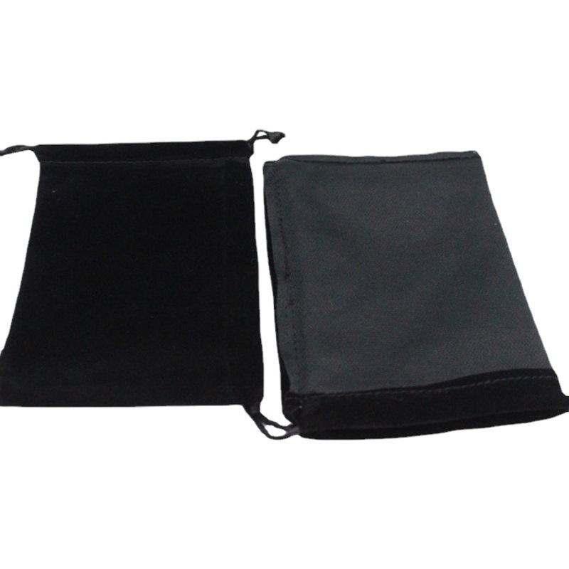 Factory spot black flannel bag drawstring jewelry packaging bag straw earphones flannel bag