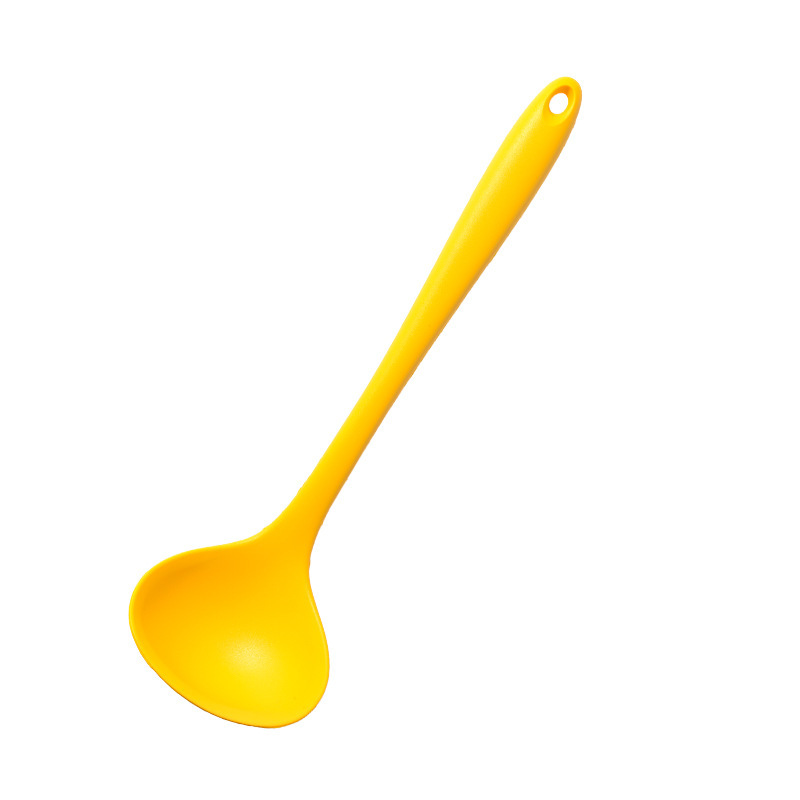 Picture of New Chinese Yellow All-inclusive Silicone 8-piece Kitchen Tools Kitchenware Set Cooking Shovel Spoon Stir-frying Shovel with Storage Bucket
