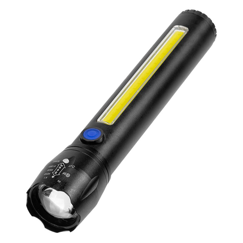 Cross-border new outdoor USB rechargeable flashlight strong light long-range flashlight LED camping light multifunctional inspection light