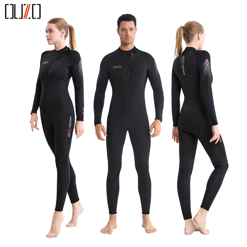 OUZO3mm diving suit men's and women's thickened warm CR super elastic jellyfish clothes winter swimming clothes snorkeling surfing clothes wet clothes