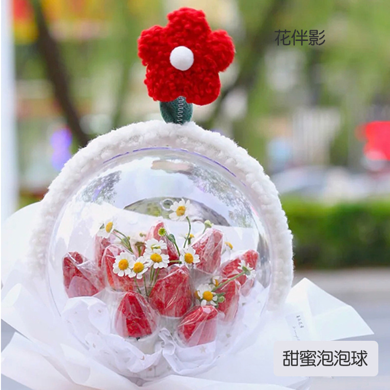 New Year Decoration Acrylic Sweet Planet Pvc Bouquet Bubble Ball Flower Packaging Small Red Flower Bobo Ball Bouquet