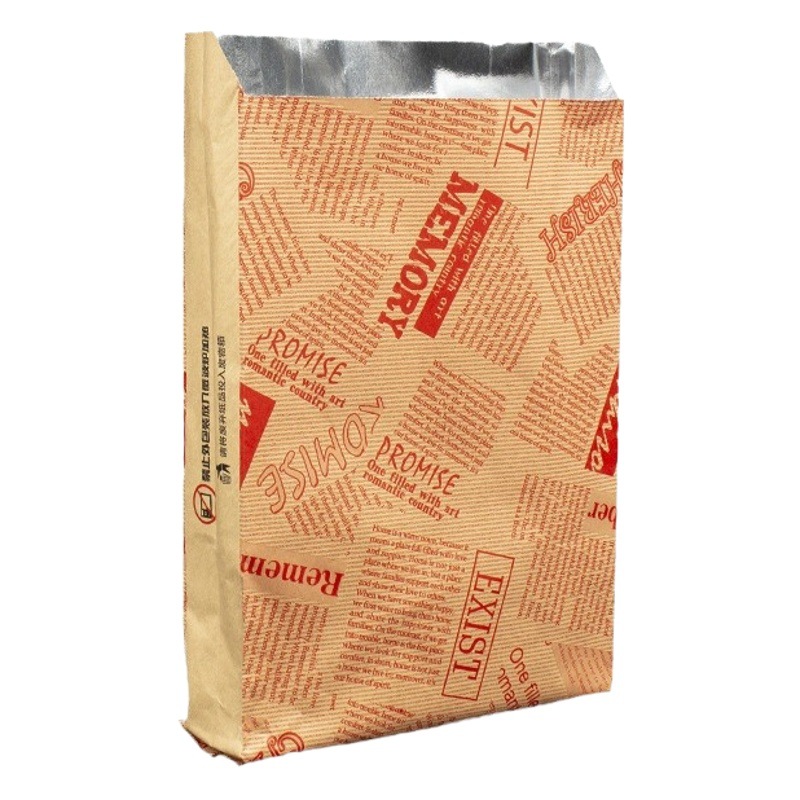 Disposable aluminum foil insulated barbecue bag takeaway snack oil-proof paper bag barbecue packing tin paper bag wholesale