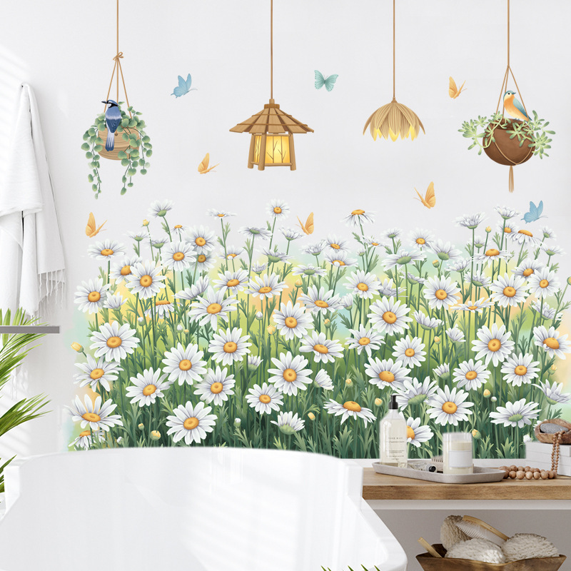 ZDB-2593 Little Daisy Kick Foot Decorative Sticker Chandelier Children's Room Bedroom Background Decoration Removable Wall Sticker