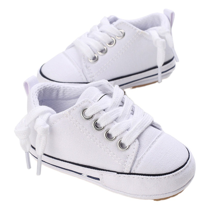 Spring and Autumn 0-1 years old boys and girls lace-up canvas shoes soft bottom toddler shoes